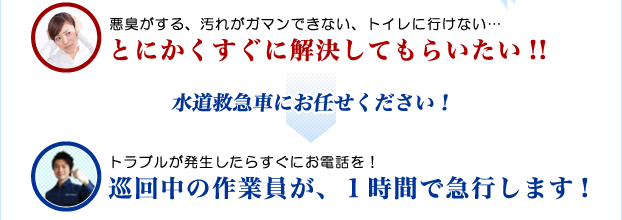 巡回中の作業員が、1時間で急行します!